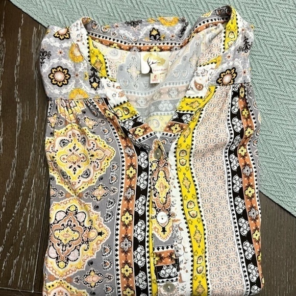 Fig And Flower for Anthropologie Multi Pattern Flowy Top - Picture 4 of 12